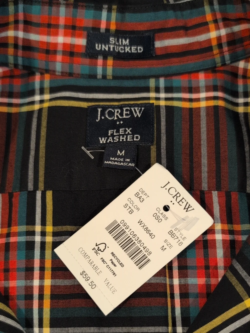J. Crew Mens M Slim Untucked Flex Washed Button Down Shirt Style #BB718 NWT